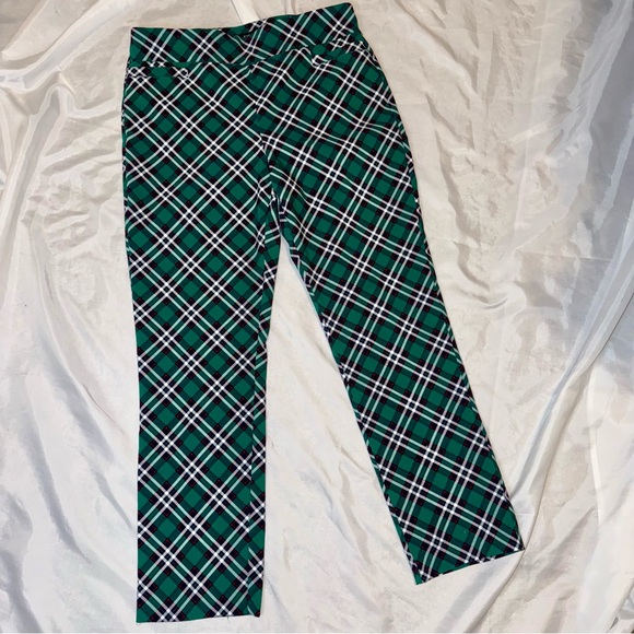 Kim Rogers Pants - Super Cute Green/Red/White Plaid Slacks/Pants Casual Business Party Ladies 12S